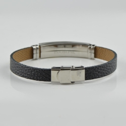 For men Amber bracelet with black brown leather